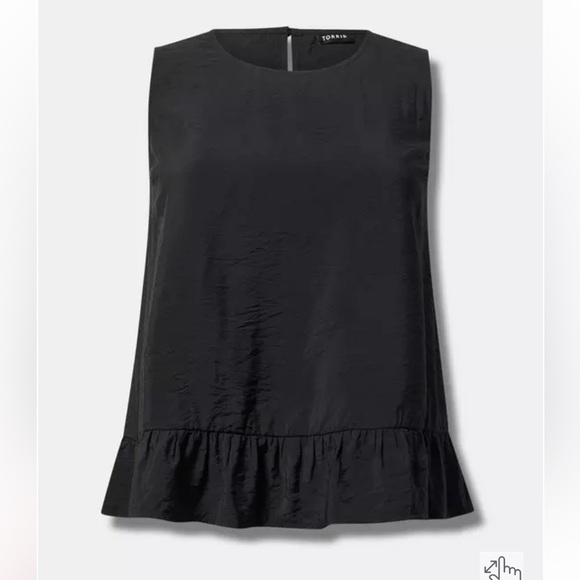 NWT torrid Black Sleeveless Ruffle Hem Top - Picture 4 of 8